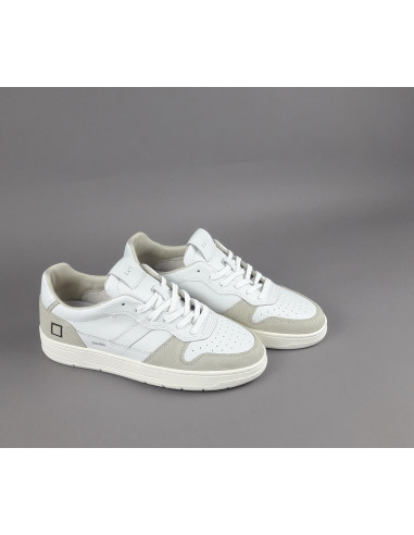 D.A.T.E. --- Sneakers Court Uomo Pelle Camoscio Bianco Beige