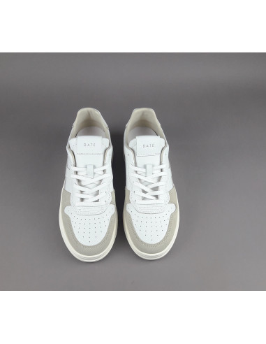 D.A.T.E. --- Sneakers Court Uomo Pelle Camoscio Bianco Beige