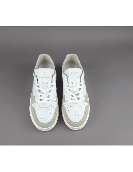 D.A.T.E. --- Sneakers Court Uomo Pelle Camoscio Bianco Beige