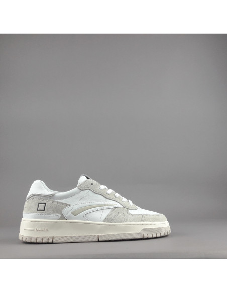 D.A.T.E. --- Sneakers Torneo Uomo Pelle Camoscio Bianco Beige
