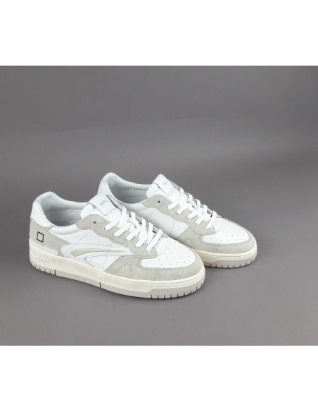 D.A.T.E. --- Sneakers Torneo Uomo Pelle Camoscio Bianco Beige