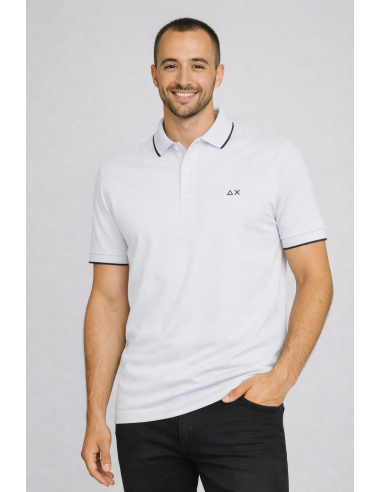 Sun 68 --- Polo Uomo Small Stripes Bianco