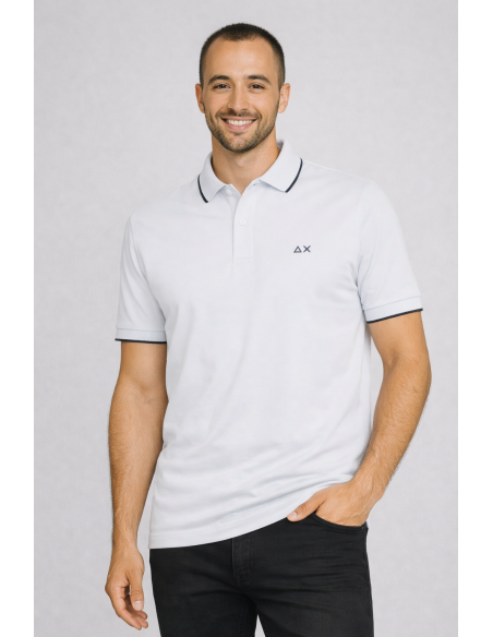 Sun 68 --- Polo Uomo Small Stripes Bianco