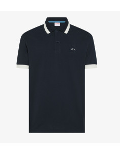 Sun 68 --- Polo Uomo Big Stripes Blu Scuro