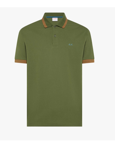 Sun 68 --- Polo Uomo Big Stripes Verde Militare