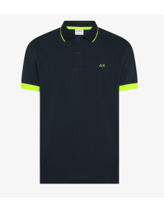 Sun 68 --- Polo Uomo Small Stripes Fluo Blu Scuro