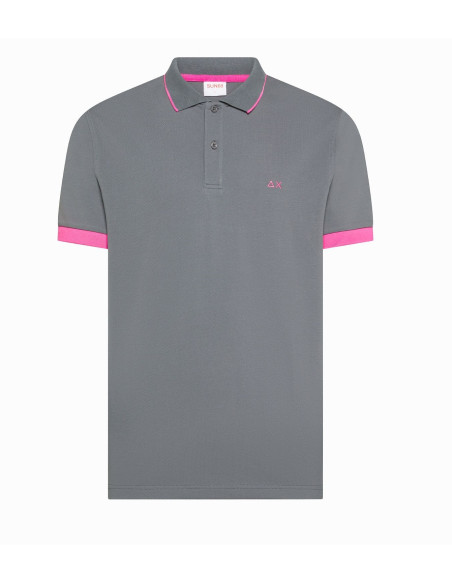 Sun 68 --- Polo Uomo Small Stripes Fluo Grigio