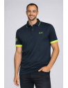 Sun 68 --- Polo Uomo Big Logo Fluo Blu Scuro