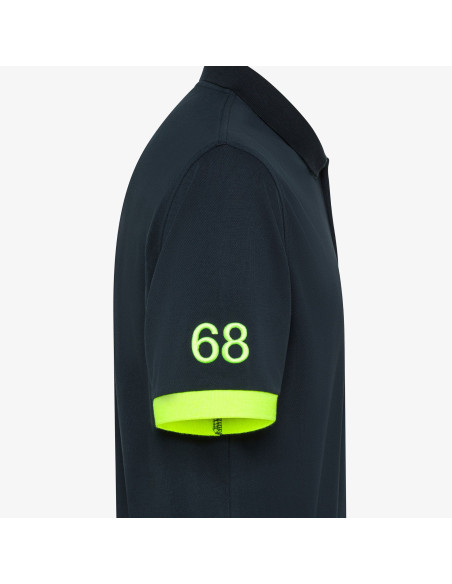 Sun 68 --- Polo Uomo Big Logo Fluo Blu Scuro