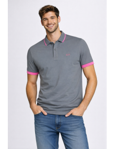Sun 68 --- Polo Uomo Small Stripes Fluo Grigio