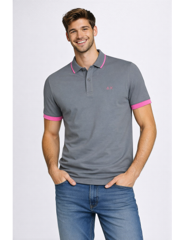 Sun 68 --- Polo Uomo Small Stripes Fluo Grigio