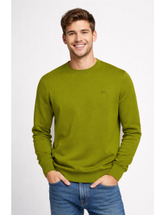 Sun 68 --- Maglia Uomo Girocollo Cotone Verde Militare Tenue