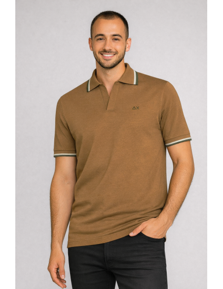 Sun 68 --- Polo In Maglia Di Cotone Uomo Girocollo Marrone Chiaro