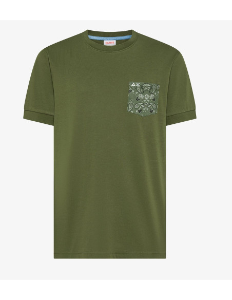 Sun 68 --- T-Shirt Uomo Cotone Verde Militare