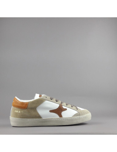 Ama Brand --- Sneakers Uomo Time Pelle Camoscio Bianco Beige