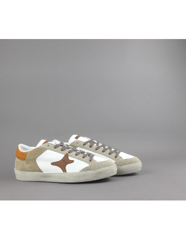 Ama Brand --- Sneakers Uomo Time Pelle Camoscio Bianco Beige