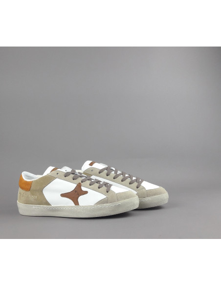 Ama Brand --- Sneakers Uomo Time Pelle Camoscio Bianco Beige