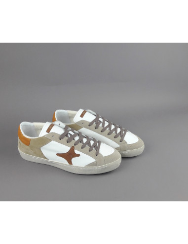 Ama Brand --- Sneakers Uomo Time Pelle Camoscio Bianco Beige