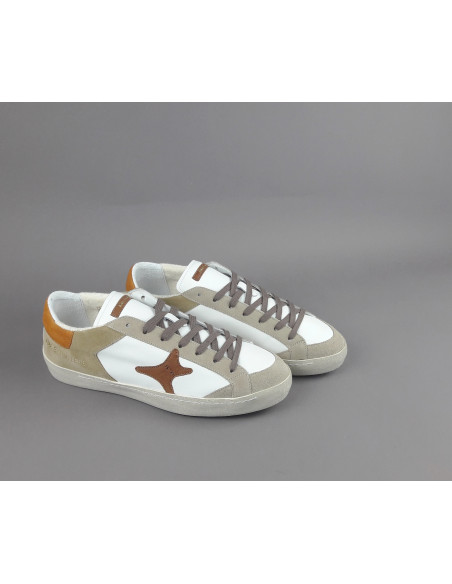 Ama Brand --- Sneakers Uomo Time Pelle Camoscio Bianco Beige