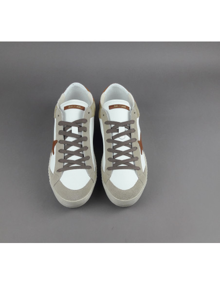 Ama Brand --- Sneakers Uomo Time Pelle Camoscio Bianco Beige