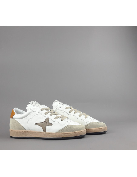 Ama Brand --- Sneakers Uomo Sun Pelle E Camoscio Bianco Beige