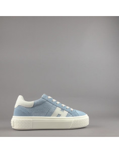 Hogan --- H705 Donna Camoscio Tela Celeste Polvere