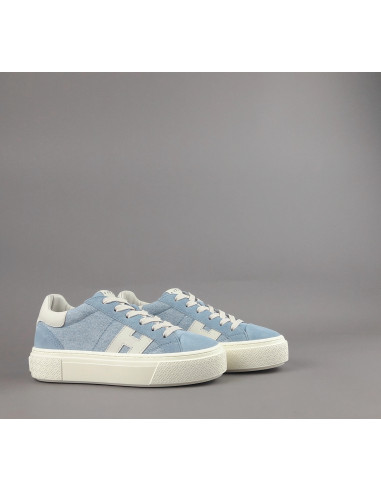Hogan --- H705 Donna Camoscio Tela Celeste Polvere