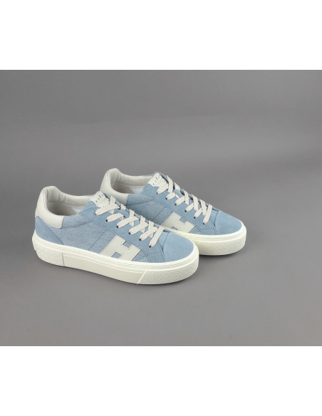 Hogan --- H705 Donna Camoscio Tela Celeste Polvere