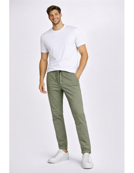 Clark --- Pantalone Uomo Lewis Popeline Verde Militare