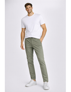 Clark --- Pantalone Uomo Mark Popeline Verde Militare