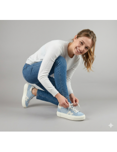 Hogan --- H705 Donna Camoscio Tela Celeste Polvere