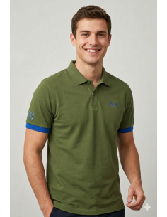 Sun 68 --- Polo Uomo Big Logo Fluo Verde Militare