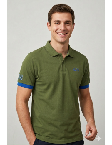 Sun 68 --- Polo Uomo Big Logo Fluo Verde Militare