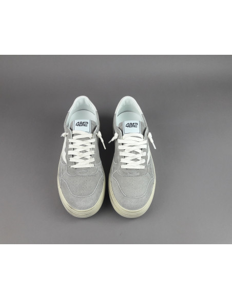 4B12 --- Sneakers Uomo Hyper Camoscio Grigio Chiaro
