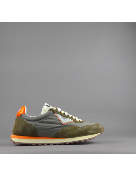 4B12 --- Sneakers Uomo Run Camoscio Tela Verde Militare