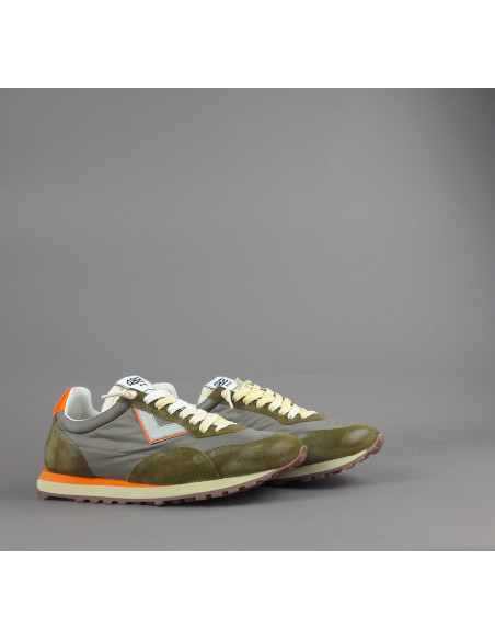 4B12 --- Sneakers Uomo Run Camoscio Tela Verde Militare