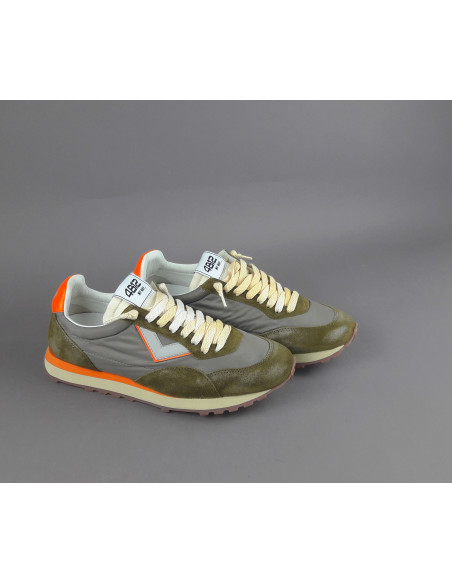 4B12 --- Sneakers Uomo Run Camoscio Tela Verde Militare