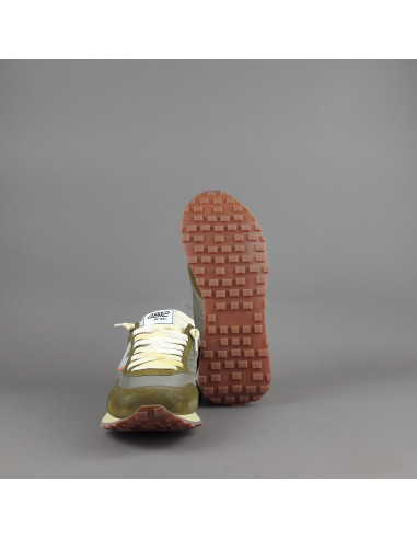 4B12 --- Sneakers Uomo Run Camoscio Tela Verde Militare