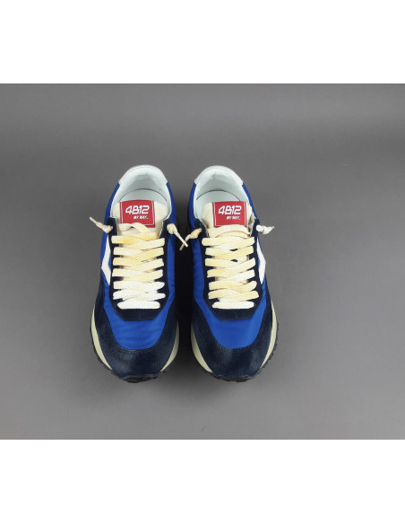 4B12 --- Sneakers Uomo Run Camoscio Tela Blu Scuro