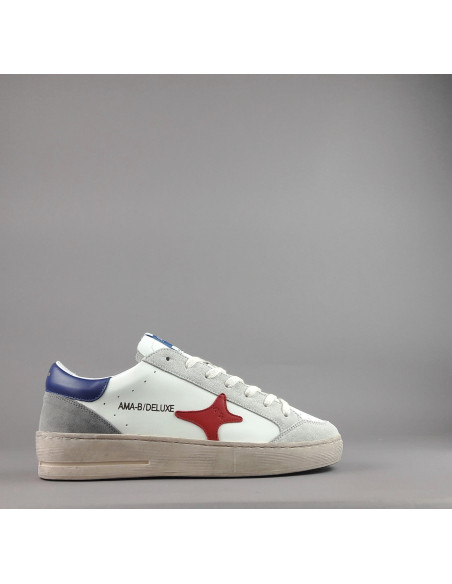 Ama Brand --- Sneakers Uomo Slam Pelle Bianco Grigio Chiaro