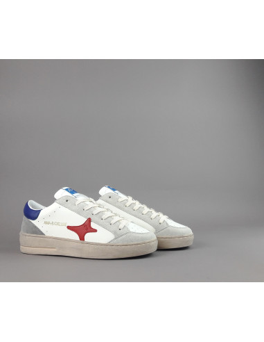 Ama Brand --- Sneakers Uomo Slam Pelle Bianco Grigio Chiaro