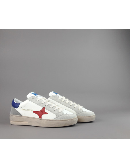 Ama Brand --- Sneakers Uomo Slam Pelle Bianco Grigio Chiaro