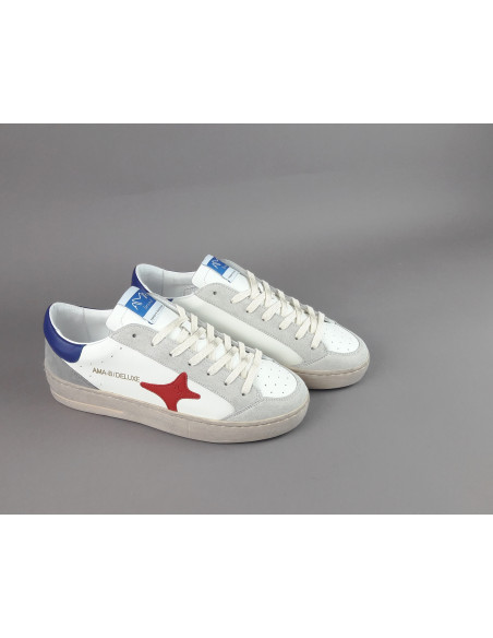 Ama Brand --- Sneakers Uomo Slam Pelle Bianco Grigio Chiaro