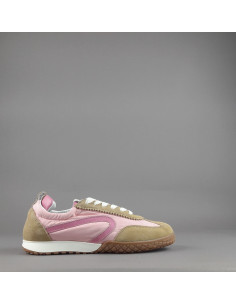 Stokton --- Sneakers Donna Camoscio Tela Marrone Chiaro Rosa