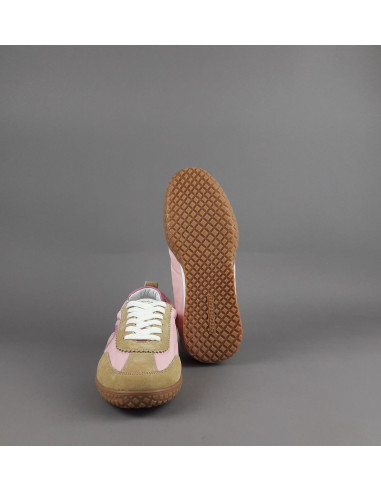 Stokton --- Sneakers Donna Camoscio Tela Marrone Chiaro Rosa