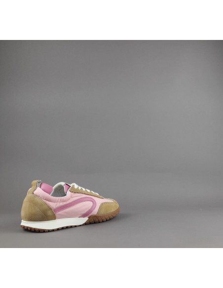 Stokton --- Sneakers Donna Camoscio Tela Marrone Chiaro Rosa
