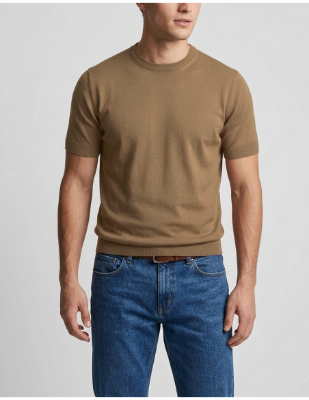 Filippo De Laurentiis --- Maglia Uomo Manica Corta Cotone Cammello