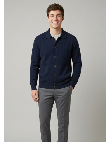 Filippo De Laurentiis --- Blusotto Uomo Cotone Blu Scuro