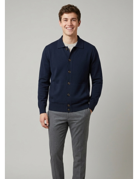 Filippo De Laurentiis --- Blusotto Uomo Cotone Blu Scuro