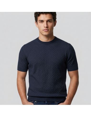 Filippo De Laurentiis --- Maglia Uomo Manica Corta Cotone Blu Scuro